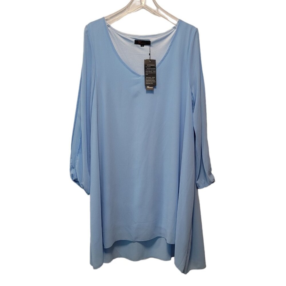 Viwenni Party Midi‎ Chiffon Shirt Dress Medium Baby Blue Summer Party NEW NWT